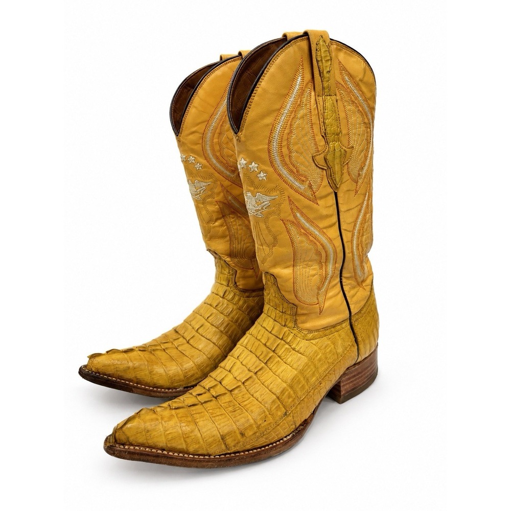 El General 1901 Men's Yellow Exotic Leather Western Cowboy Boots Size 7.5